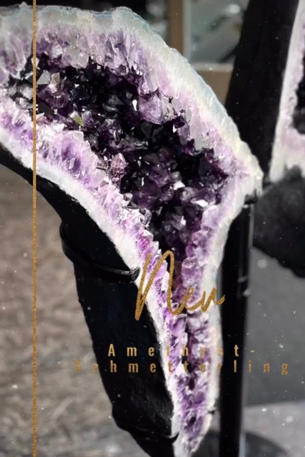 Amethyst Uruguay Schmetterling mit Calcit Unikat