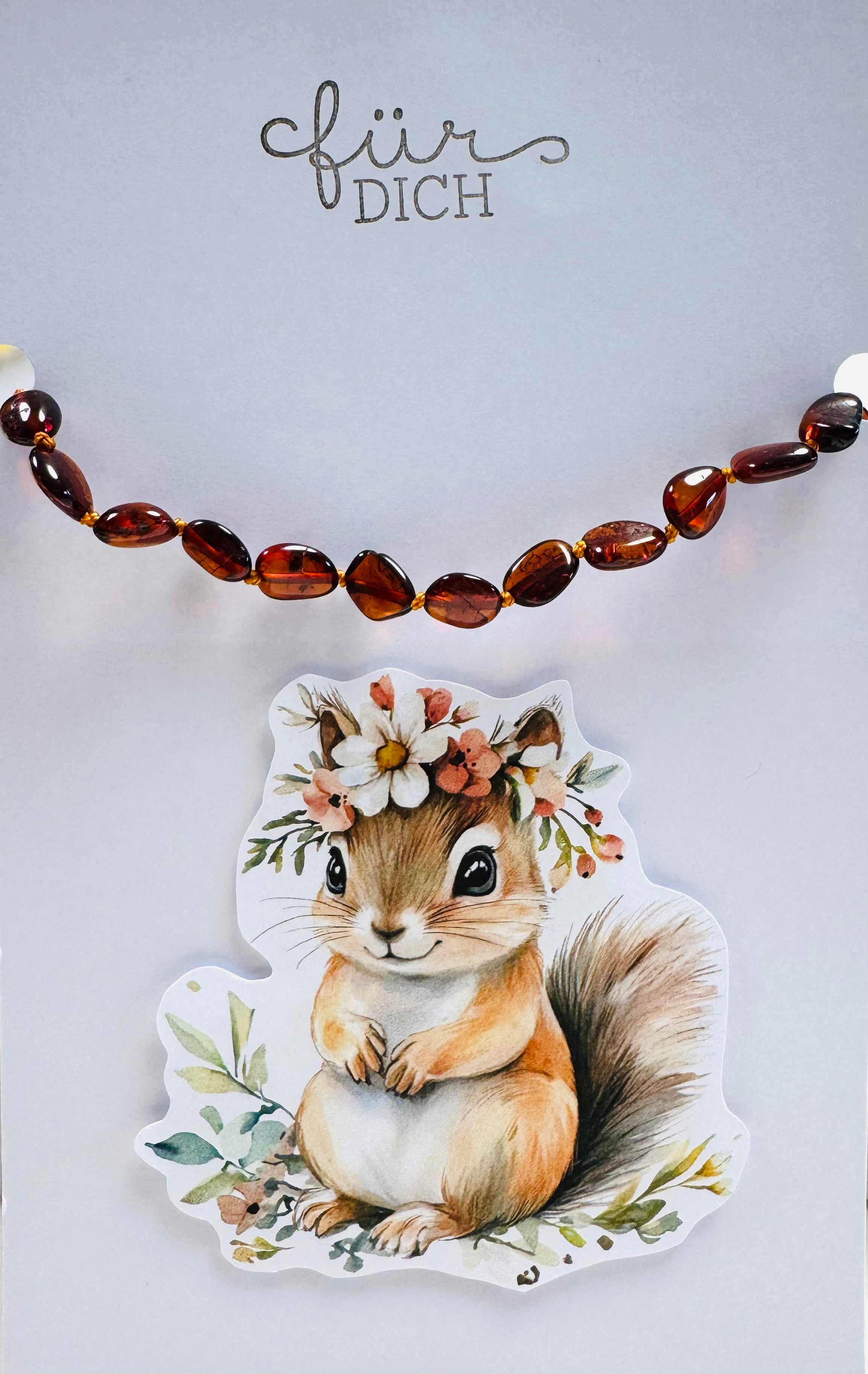 Natur Bernsteinkette Baby Eichhörnchen