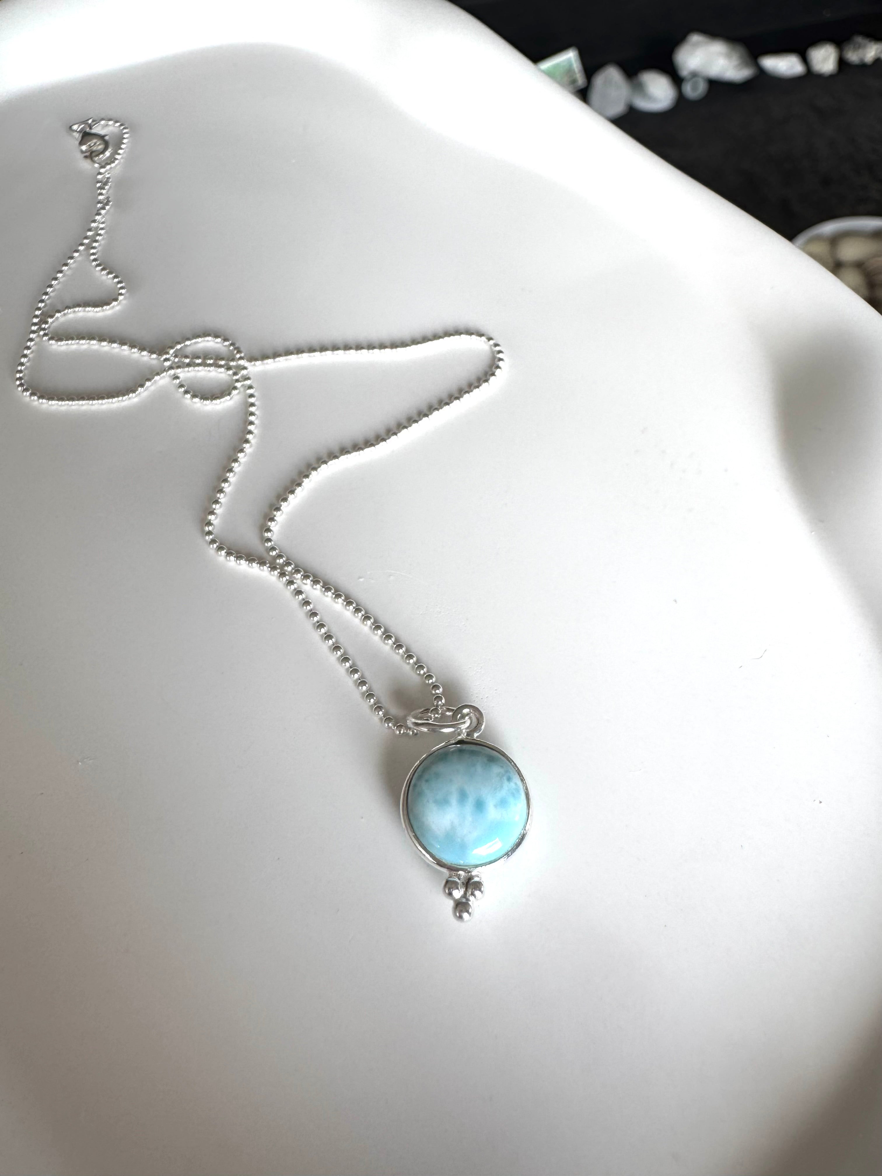 Silberkette mit Larimar Anhänger